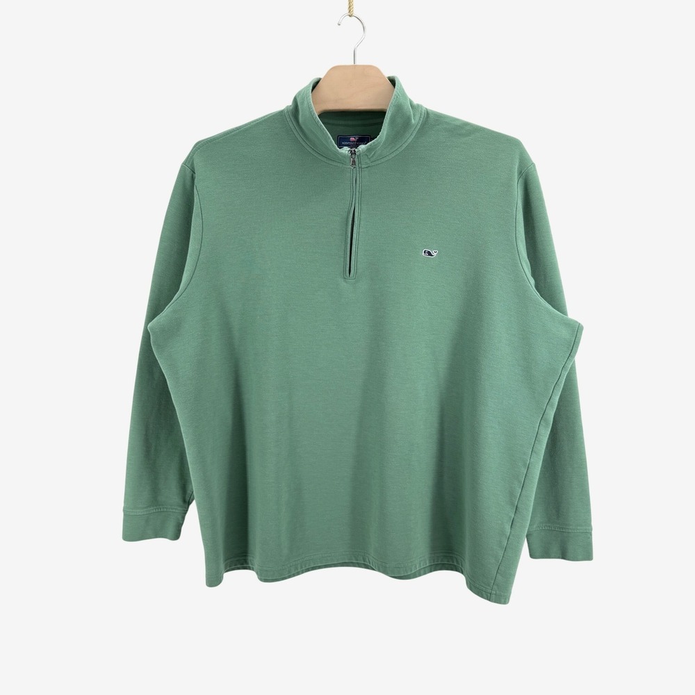 Vineyard Vines Quarter Zip Pullover 4LXT Green Preppy Big & Tall Sweater 1/4 Zip